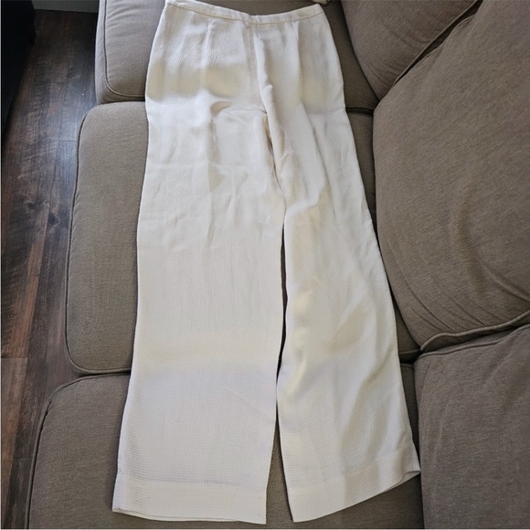 Theory PJ pants size 4  cream wide leg pajama hammered viscose - Picture 9 of 14
